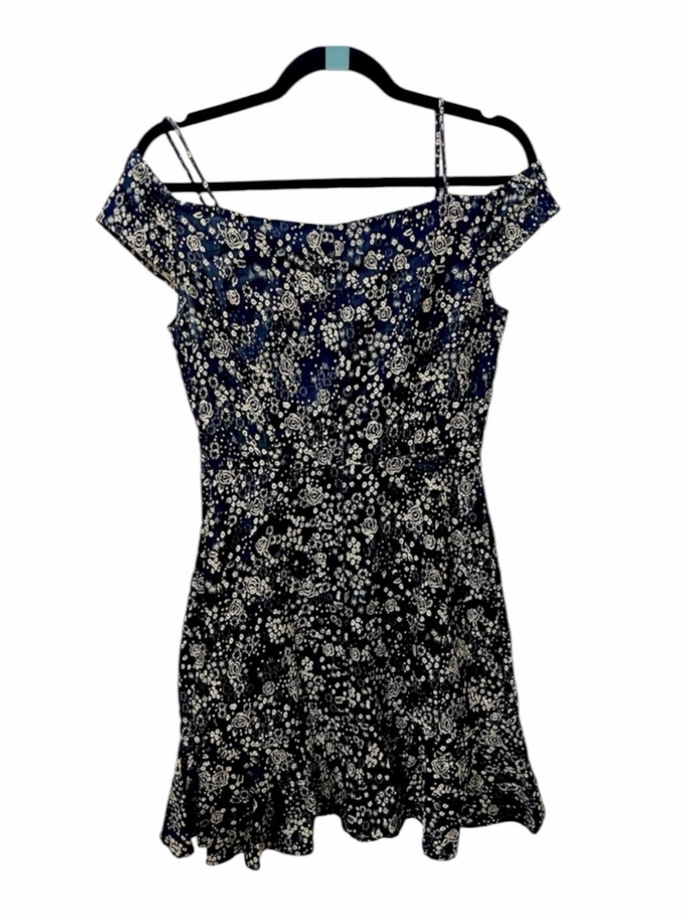 ZARA Vintage Black Floral Off Shoulder Dress Size small - Picture 6 of 6
